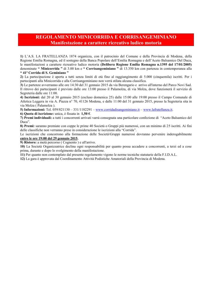 Regolamento Mini e Corrisangeminiano 2015