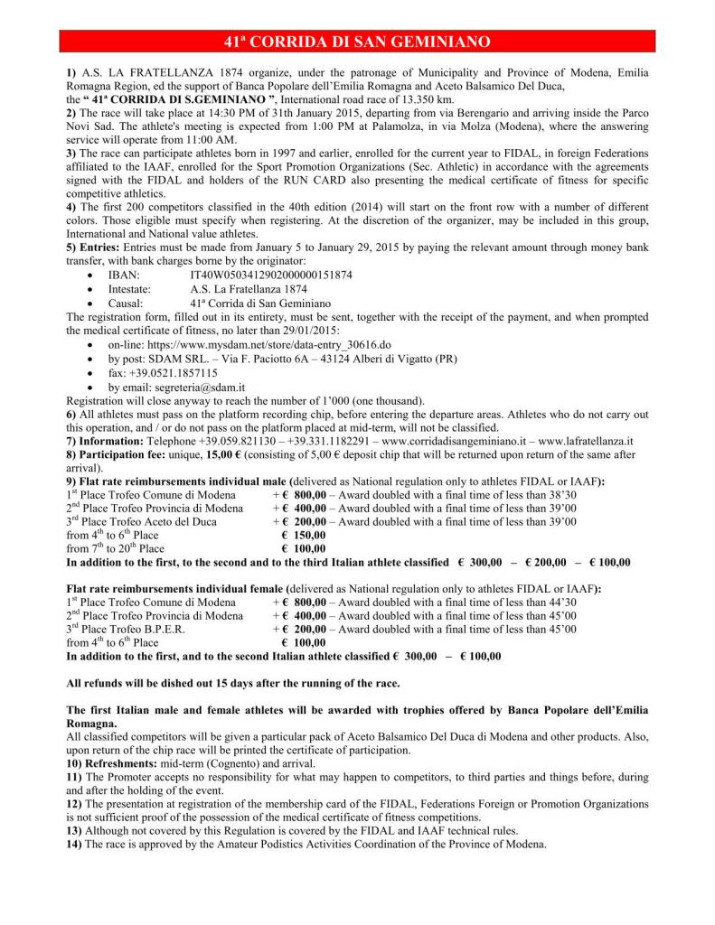 Regulation Corrida 2015 EN